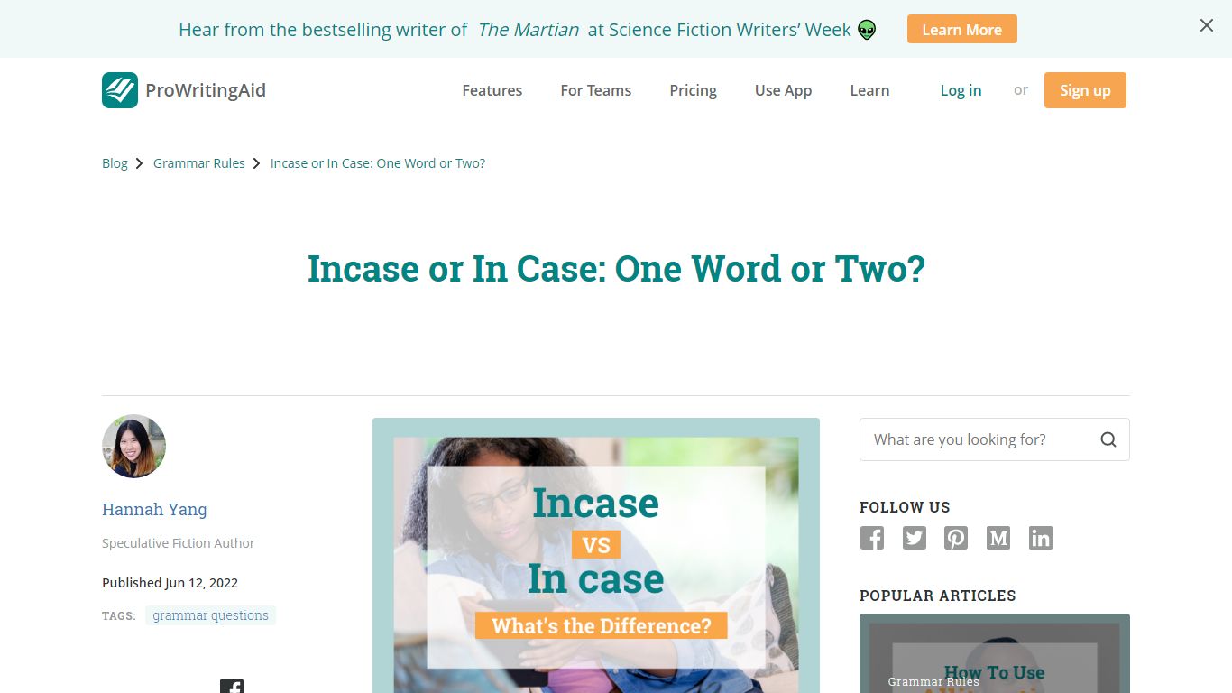 Incase or In Case: One Word or Two? - ProWritingAid
